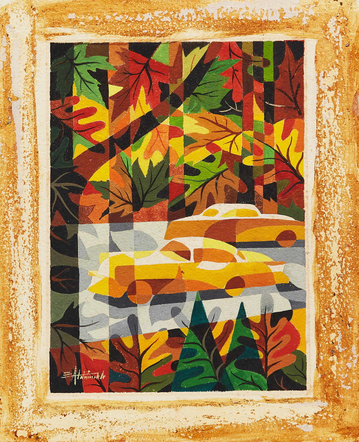 Eric Aldwinckle, Autumn Cars; Petrochemicals, two works on paper