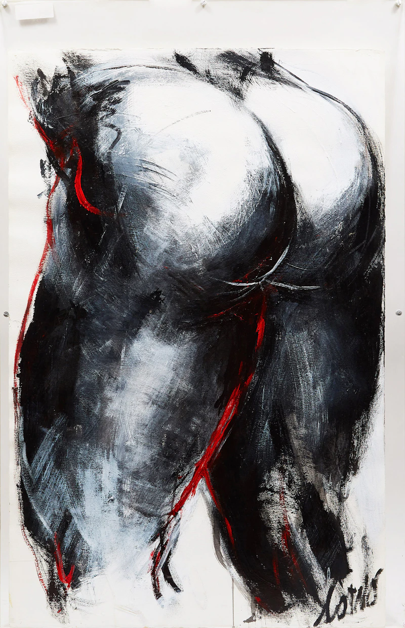 Joanne Corno, Male Rear Torso, mixed media on paper - view 2