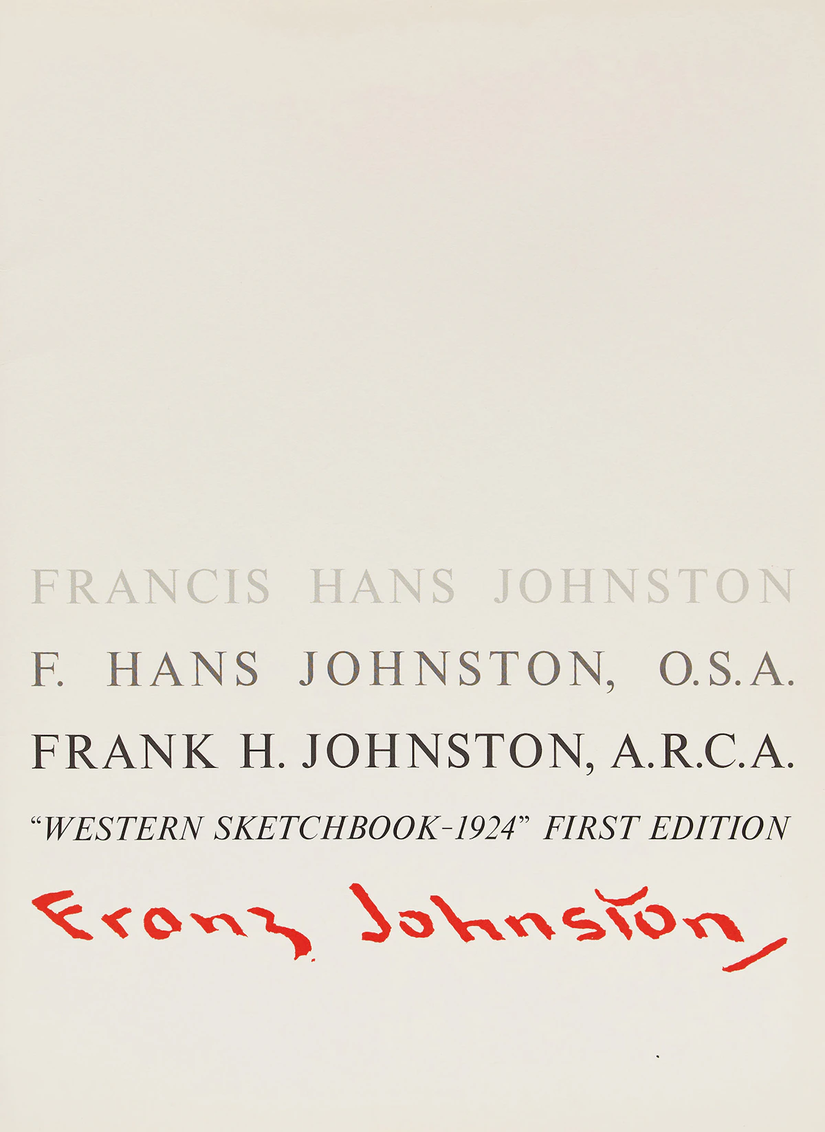 Frank Hans Johnston, Franz Johnston: Western Sketchbook - 1924, folio of eight prints, 1970