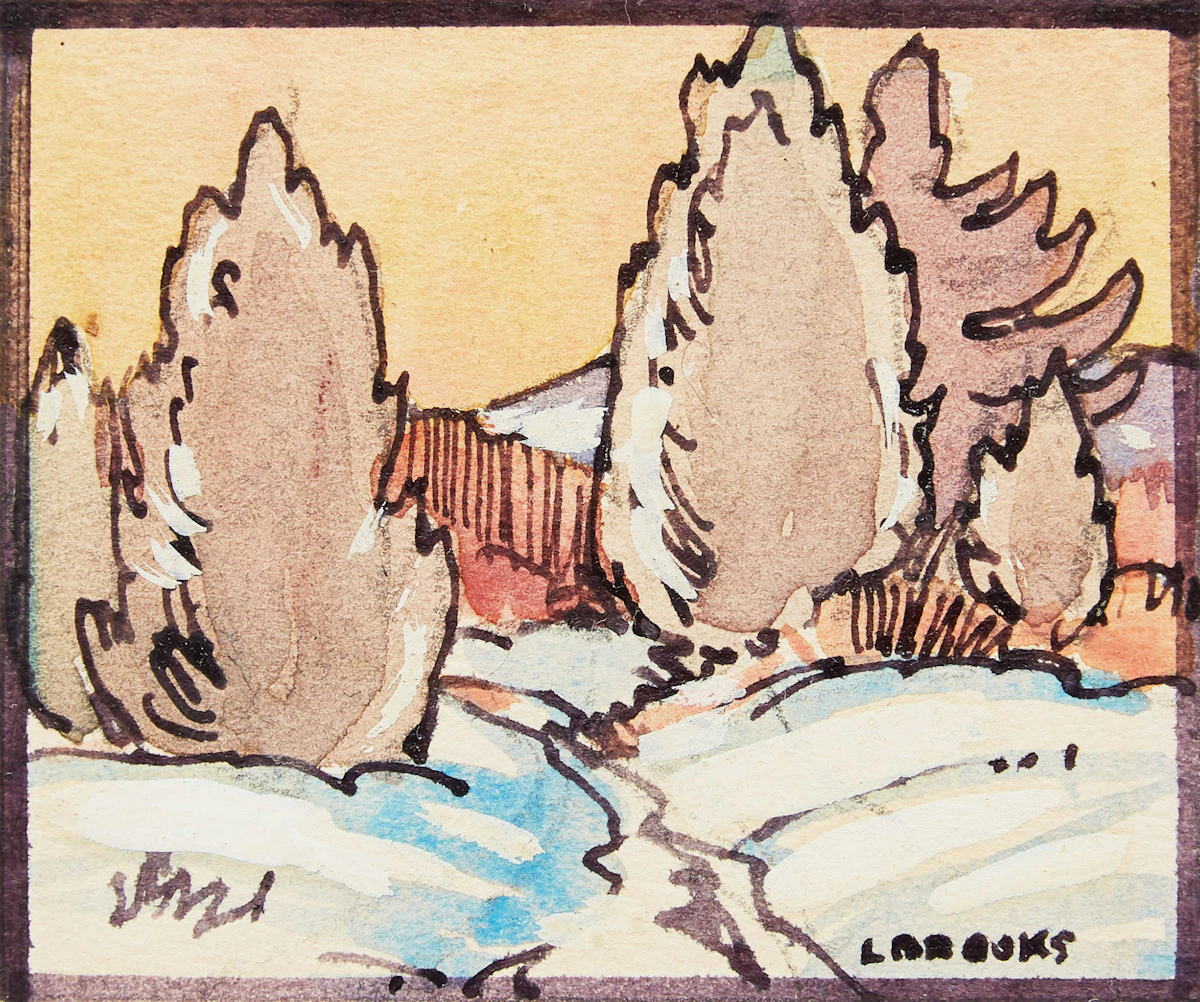 Frank Leonard Brooks, Winter Landscape, watercolour