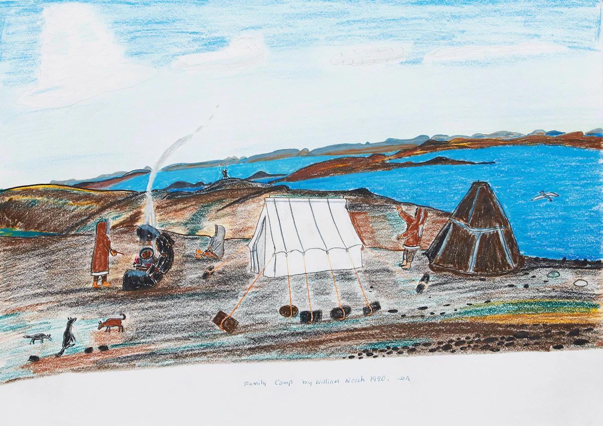 William Noah, Family Camp, coloured pencil, 1990