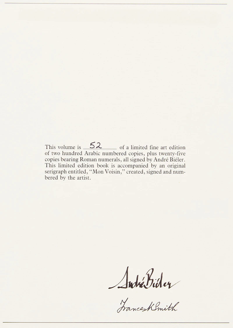 André Charles Biéler, Andre Bieler: An Artist’s Life and Times; “Mon Voisin”, book with framed colour woodblock - view 2