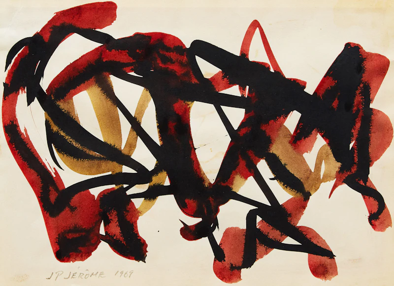 Jean-Paul Jérôme, Abstraction, ink and watercolour, 1969 - view 1