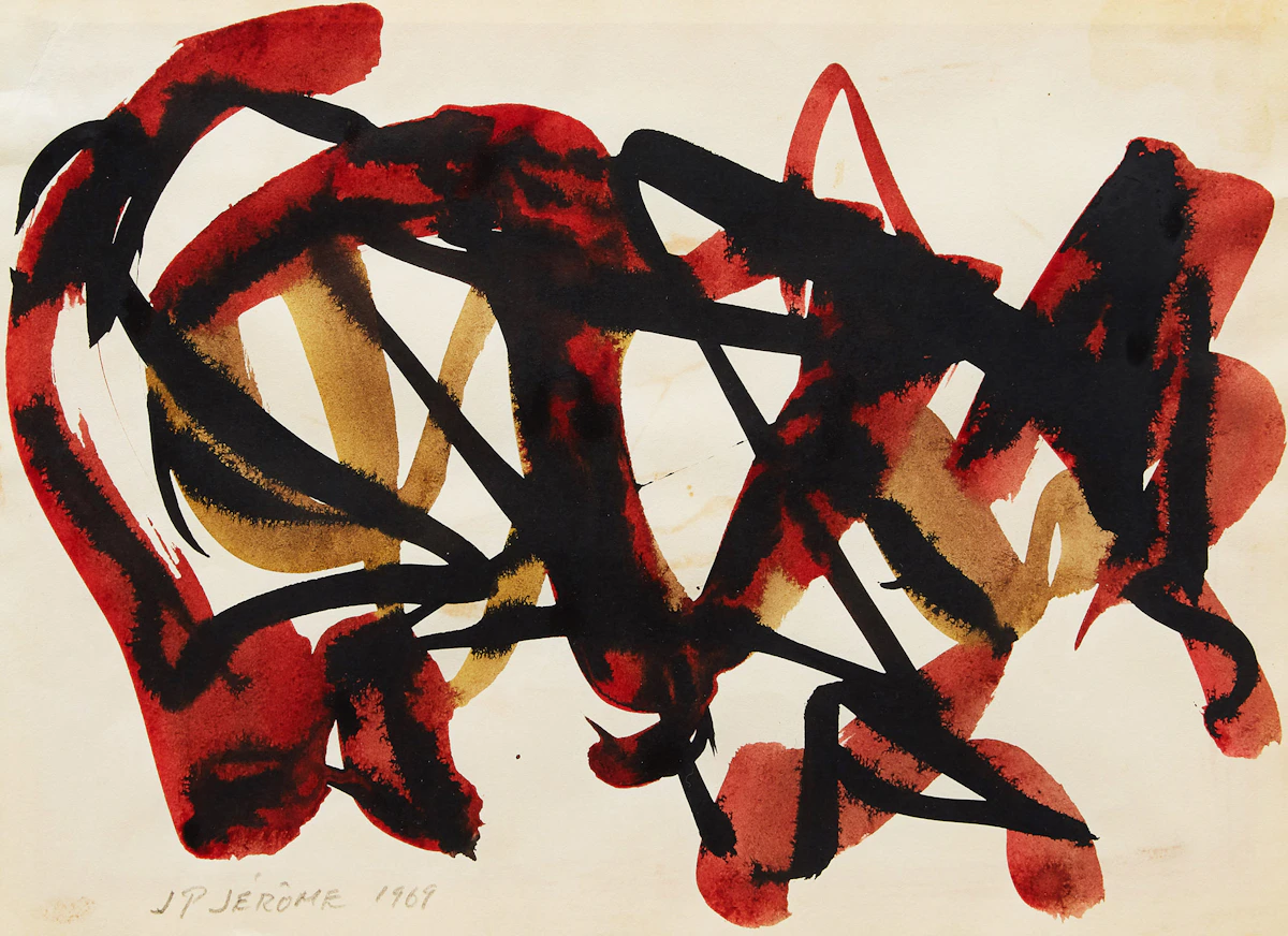 Jean-Paul Jérôme, Abstraction, ink and watercolour, 1969