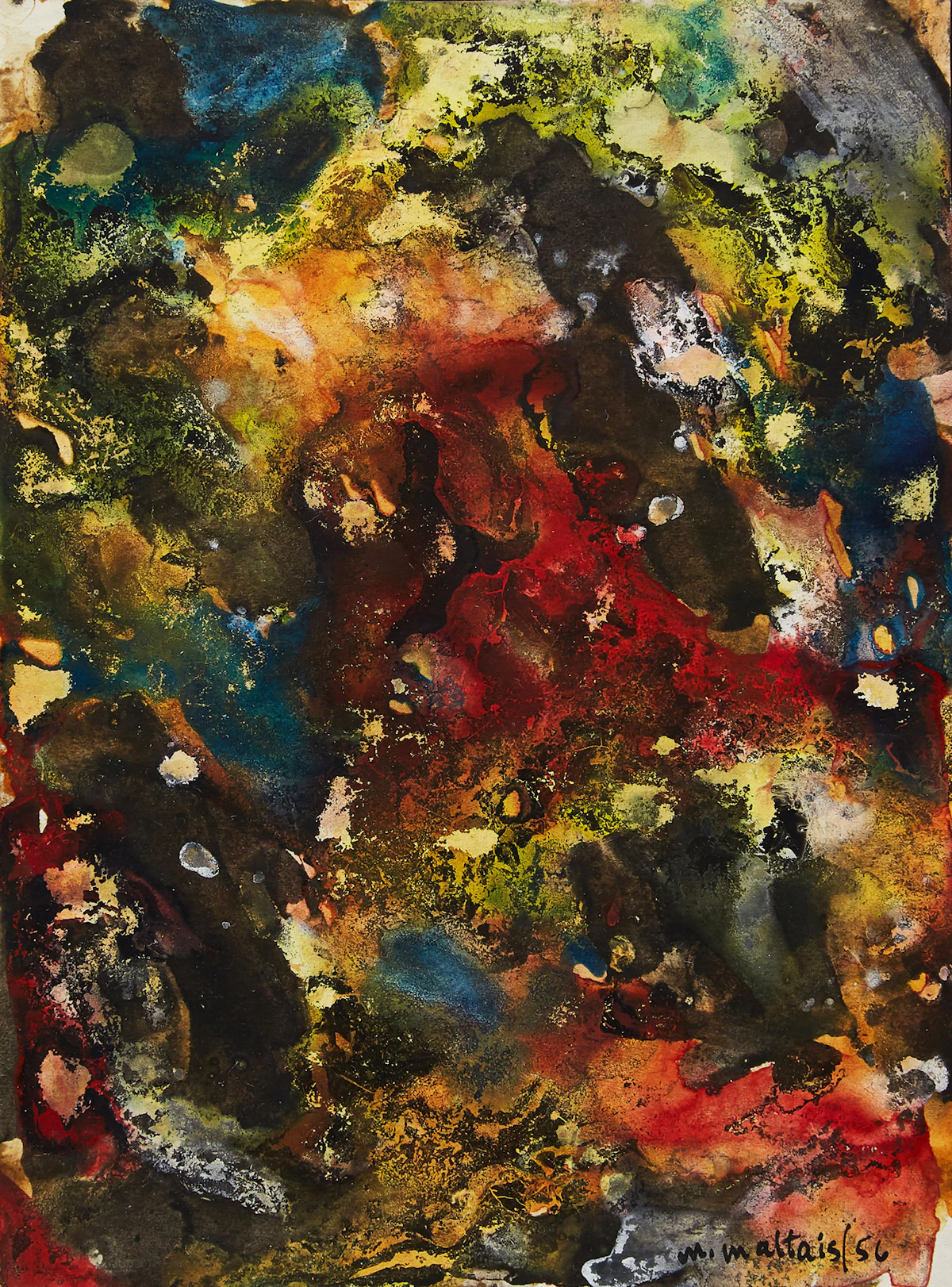 Marcella Maltais, Abstraction, ink and watercolour, 1956
