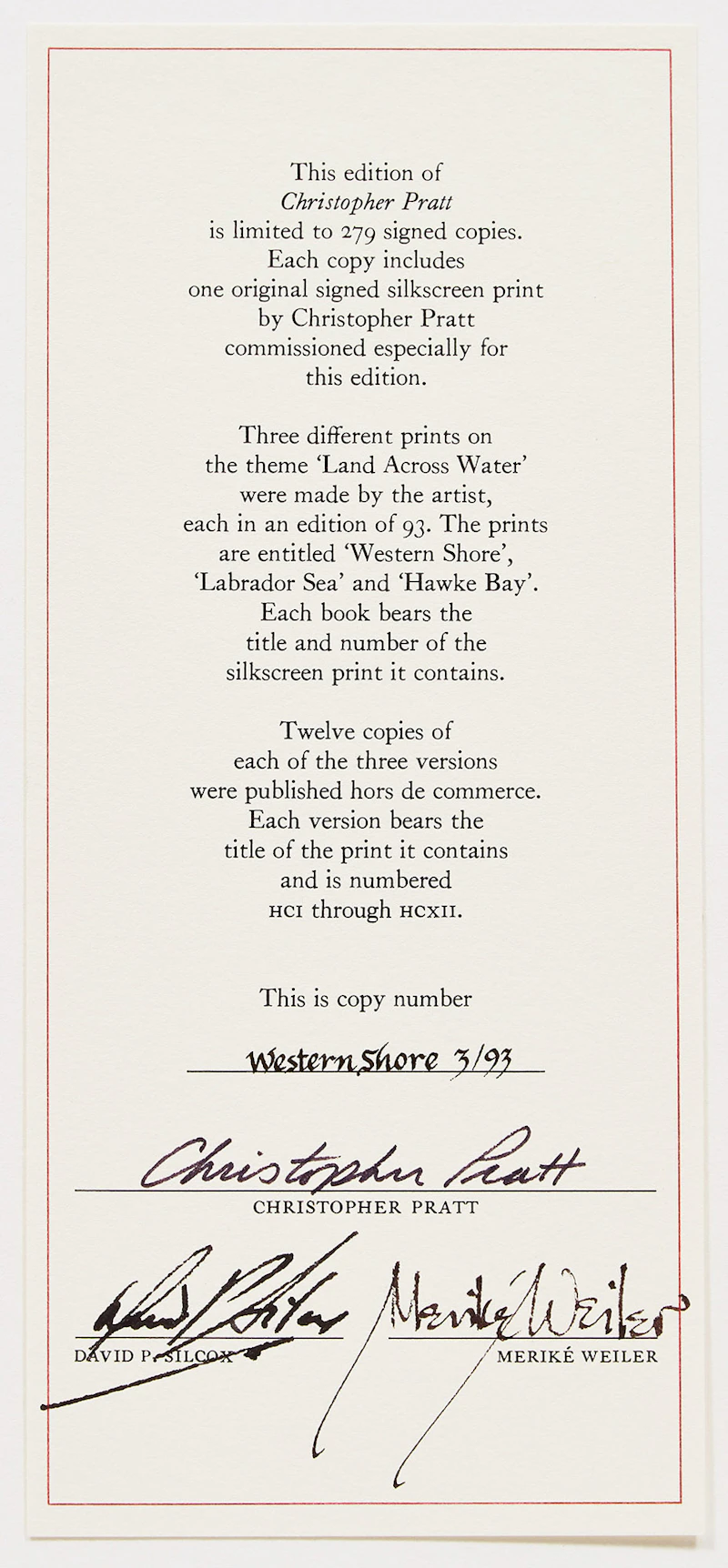 Christopher Pratt, David Silcox and Meriké Weiler “Christopher Pratt”; Christopher Pratt “Western Shore” , book and silkscreen, 1980/81 - view 3