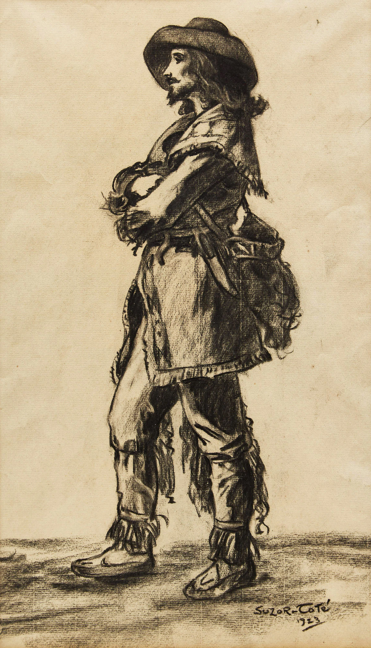 Marc-Aurèle de Foy Suzor-Coté, Gentilhomme pionnier, charcoal, 1923