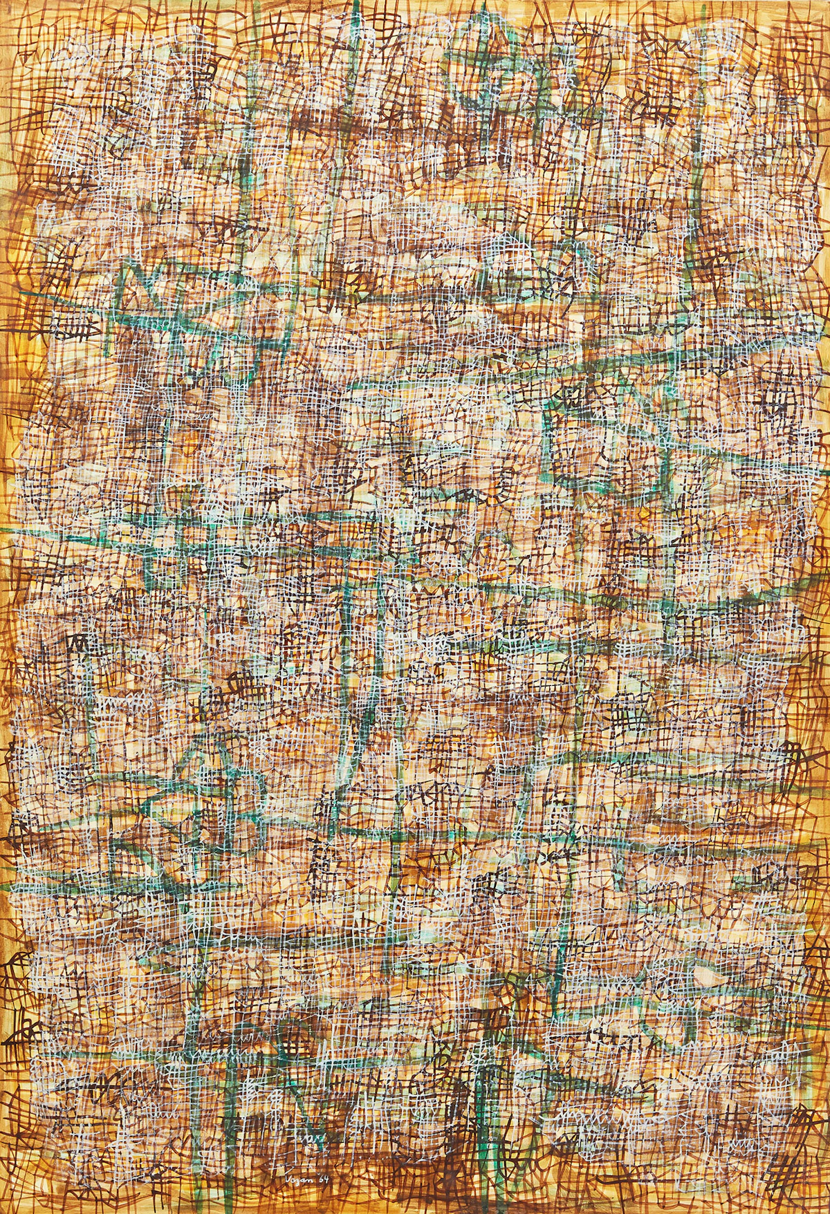 William Vazan, Self-Portrait + Bride, mixed media on board, 1964