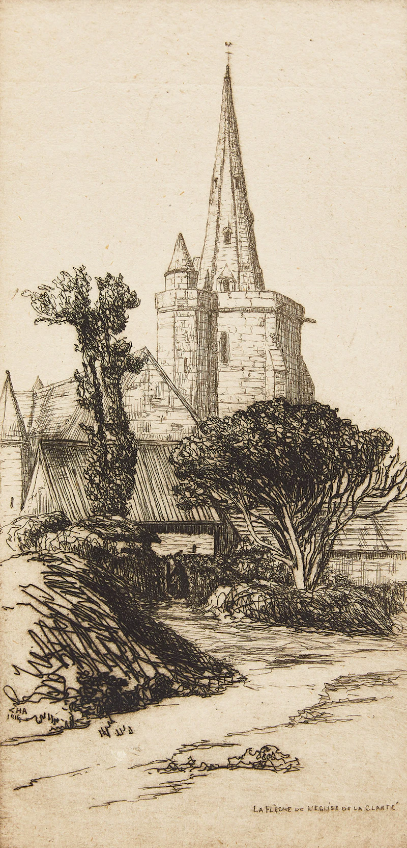 La Fléche de L’Eglise de la Clarte; An Old Court Venice; Ponte Malpaga Venice by Caroline Helena Armington