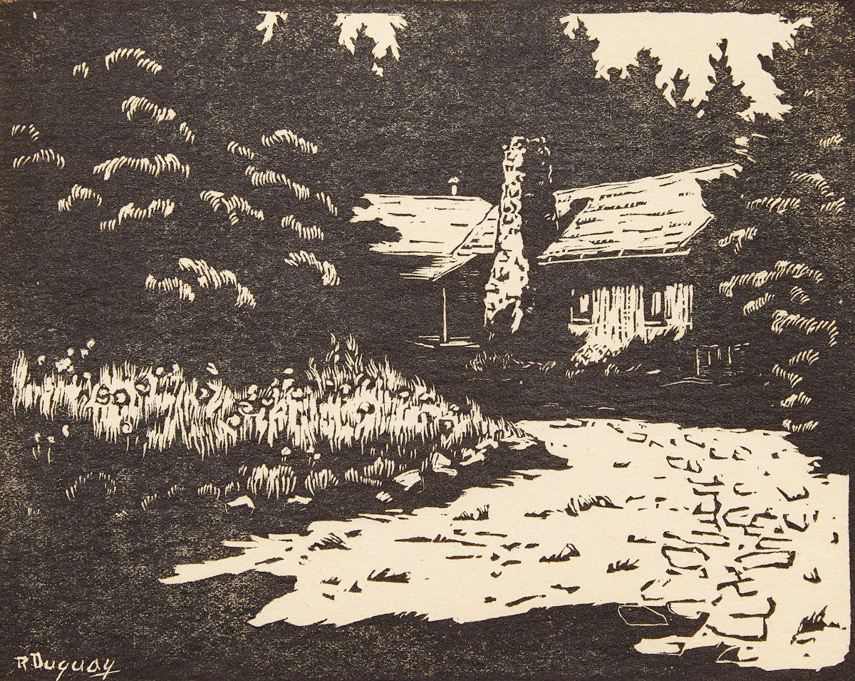 Rodolphe Duguay, Sans titre (maison), woodcut print, 1935