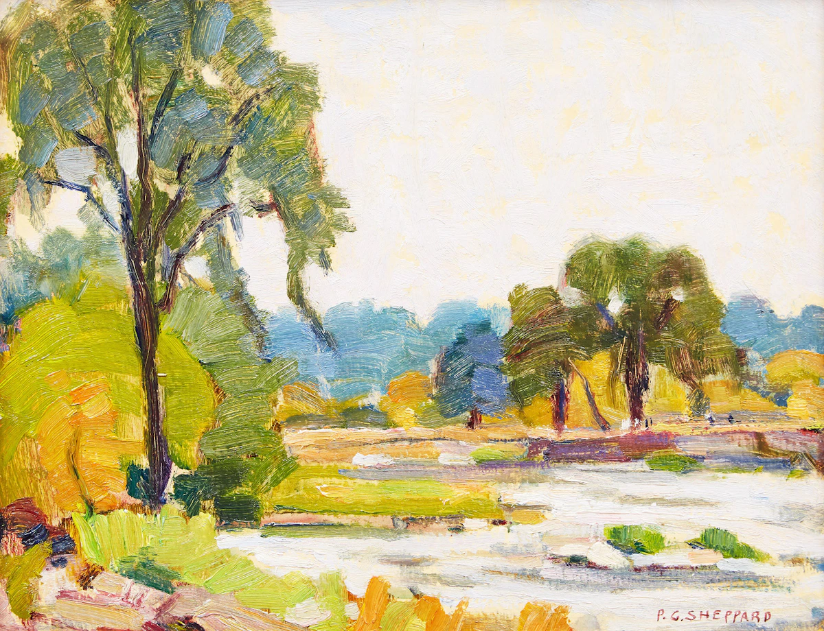 Peter Clapham Sheppard, Humber River - 3 Sisters, oil on board