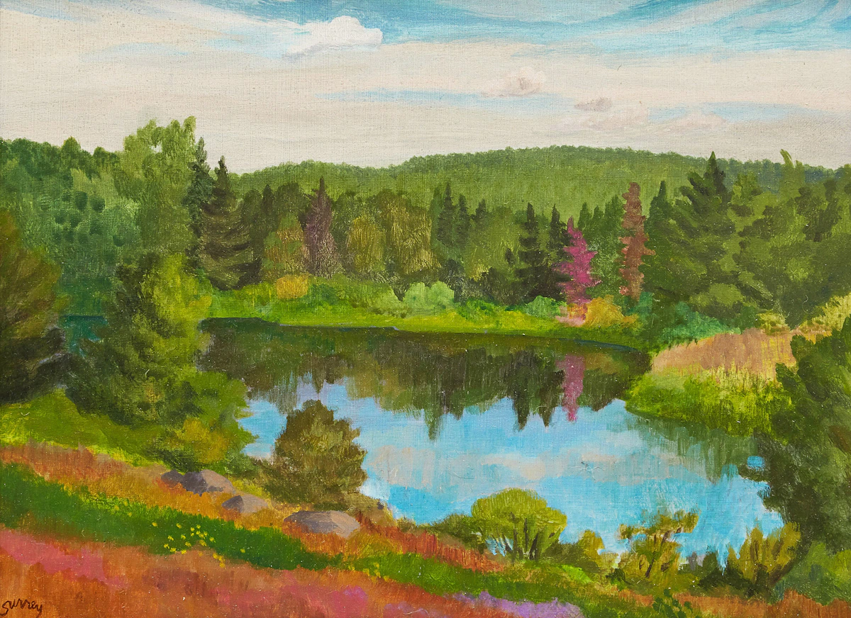 Philip Henry Howard Surrey, Petit étang près de Lac Malaga, oil on board, 1977