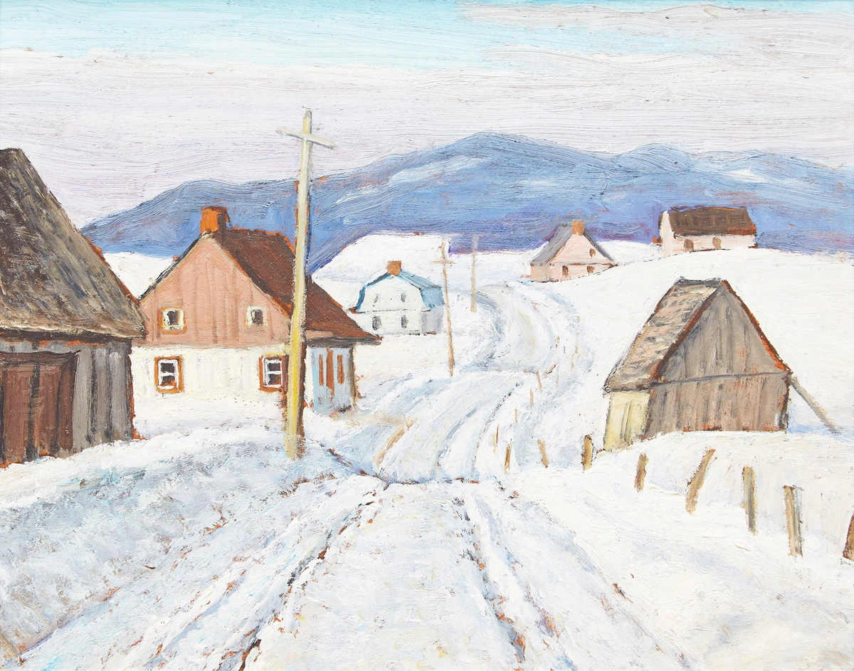 Gordon Edward Pfeiffer, Winter Road, oil on masonite