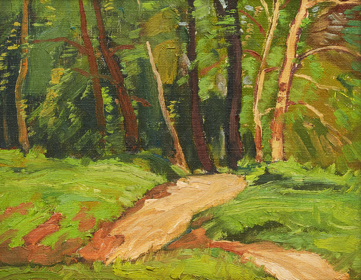 George Henry Griffin, Summer Landscape, oil on board