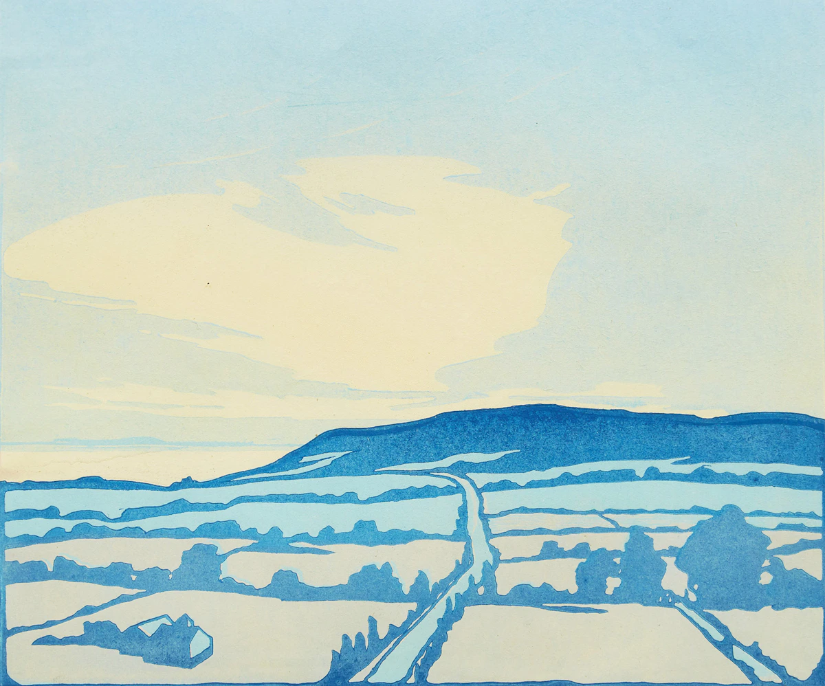 Leonard Hutchinson, Road to Niagara; Loggers, two woodcut prints