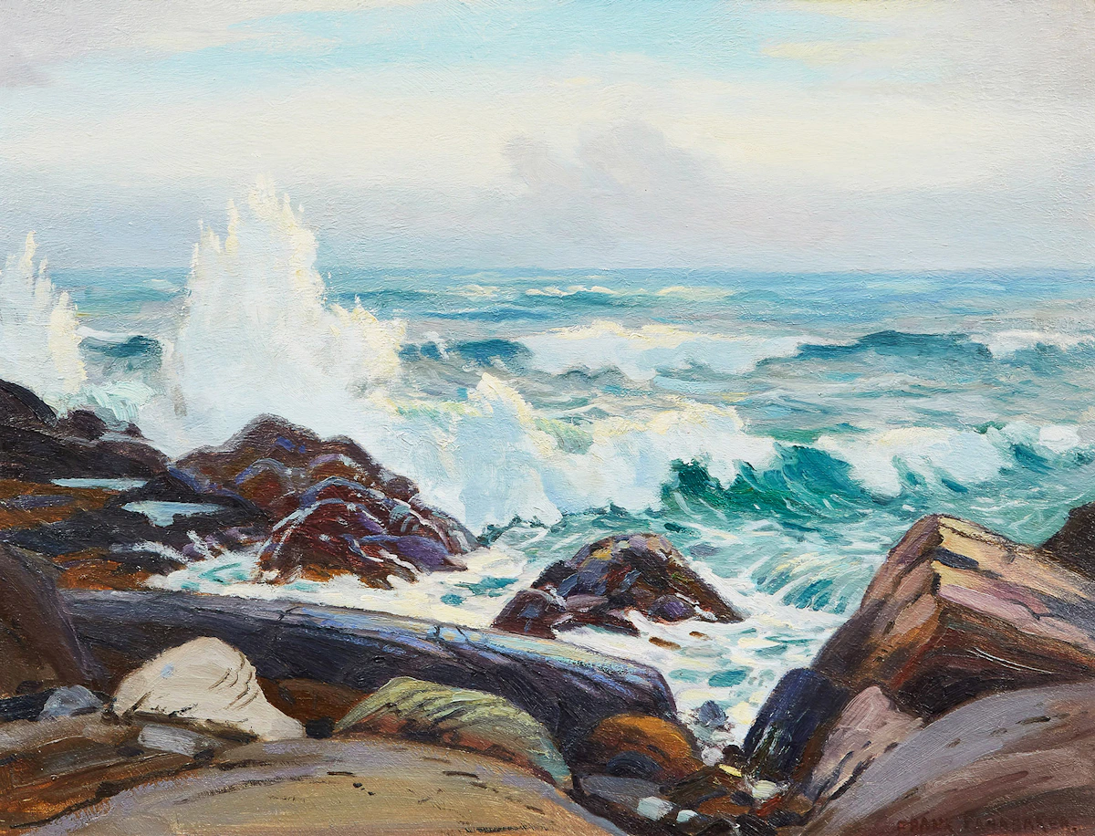 Frank Shirley Panabaker, Rocky Shoreline, oil on board