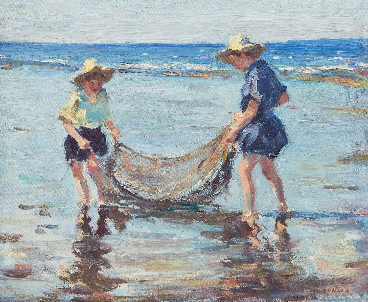 Manly Edward MacDonald, Duncan and Sally MacDonald at the Lake, oil on canvas