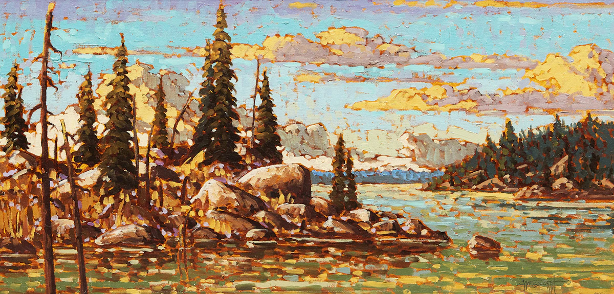 Rod Charlesworth, Golden Sky, N.W.T., oil on canvas, 1989