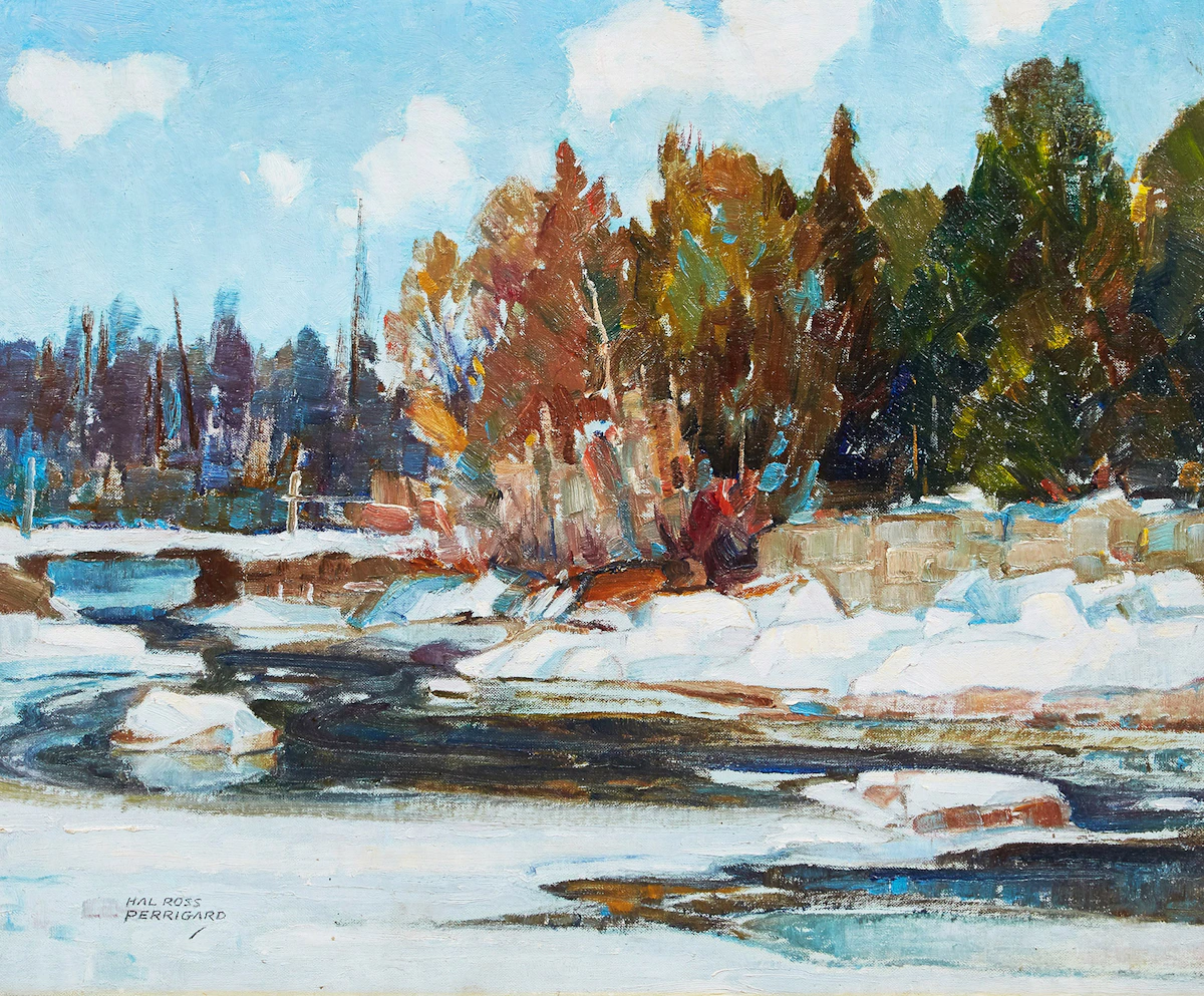 Hal Ross Perrigard, A Spring Thaw in the Eastern Townships , oil on board