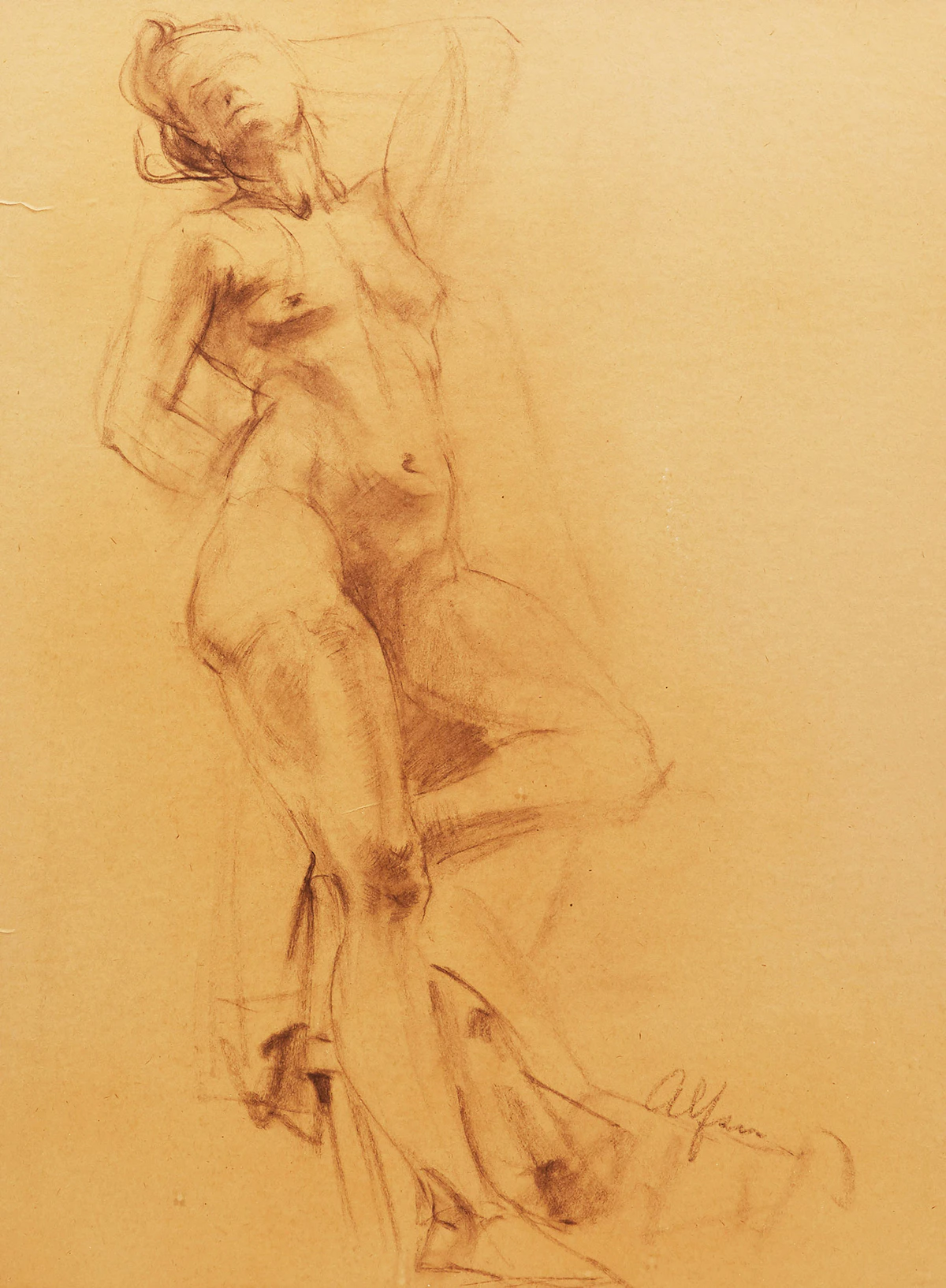 John Alfsen, Female Nude, graphite on paper