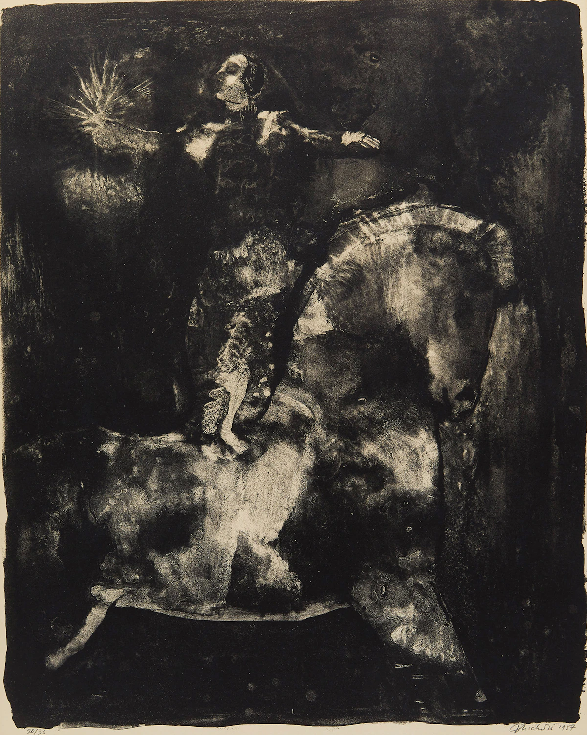 Jack Nichols, Rider, lithograph, 1957