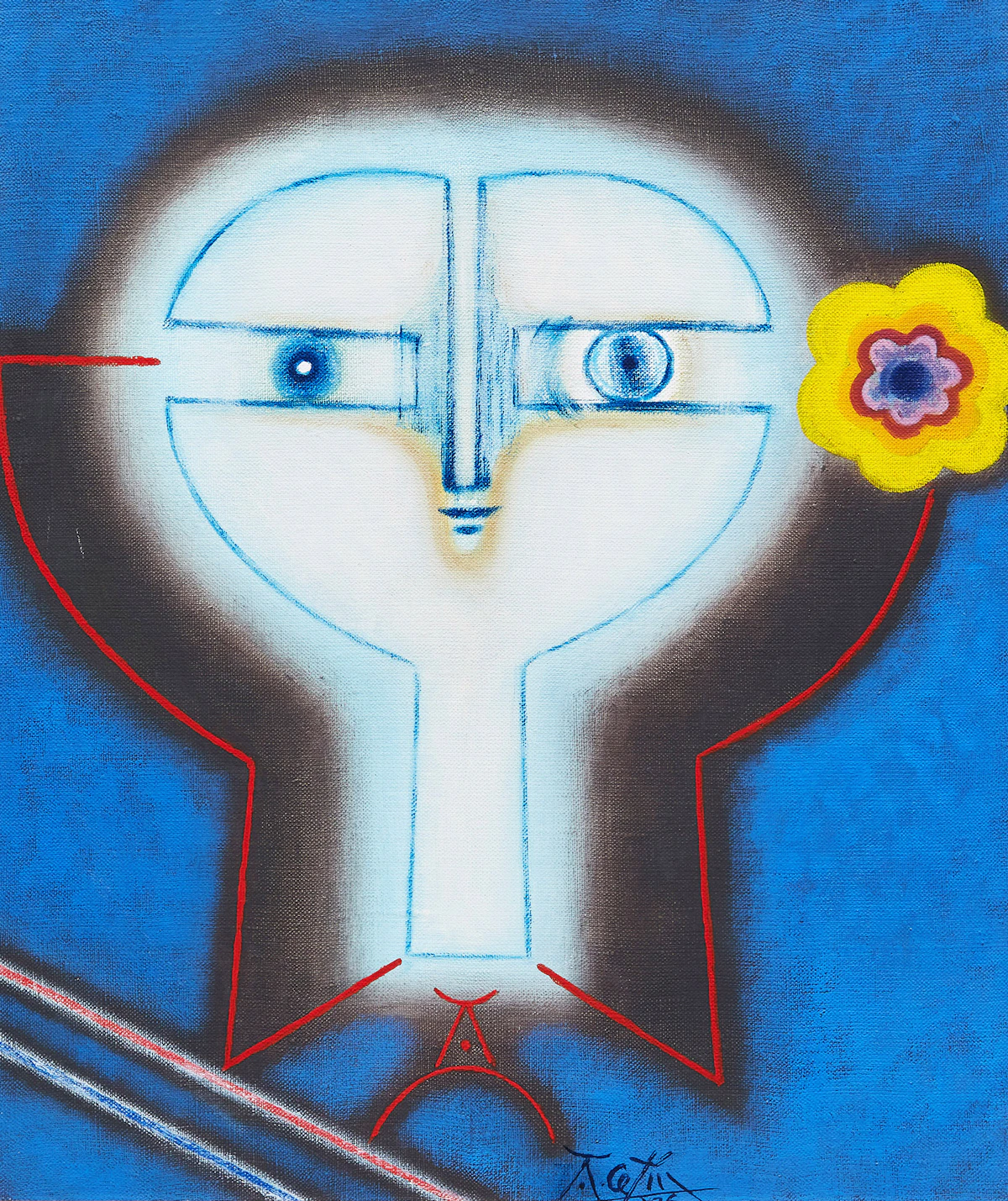 Anton Cetin, Eve with a Flower, oil on canvas, 1976
