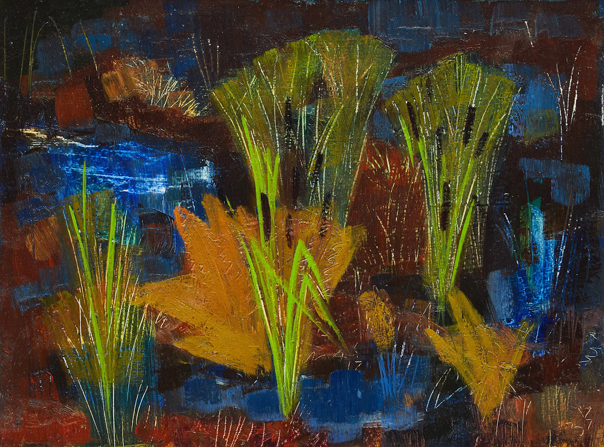 Yvonne McKague Housser, Bull Rushes, oil on board