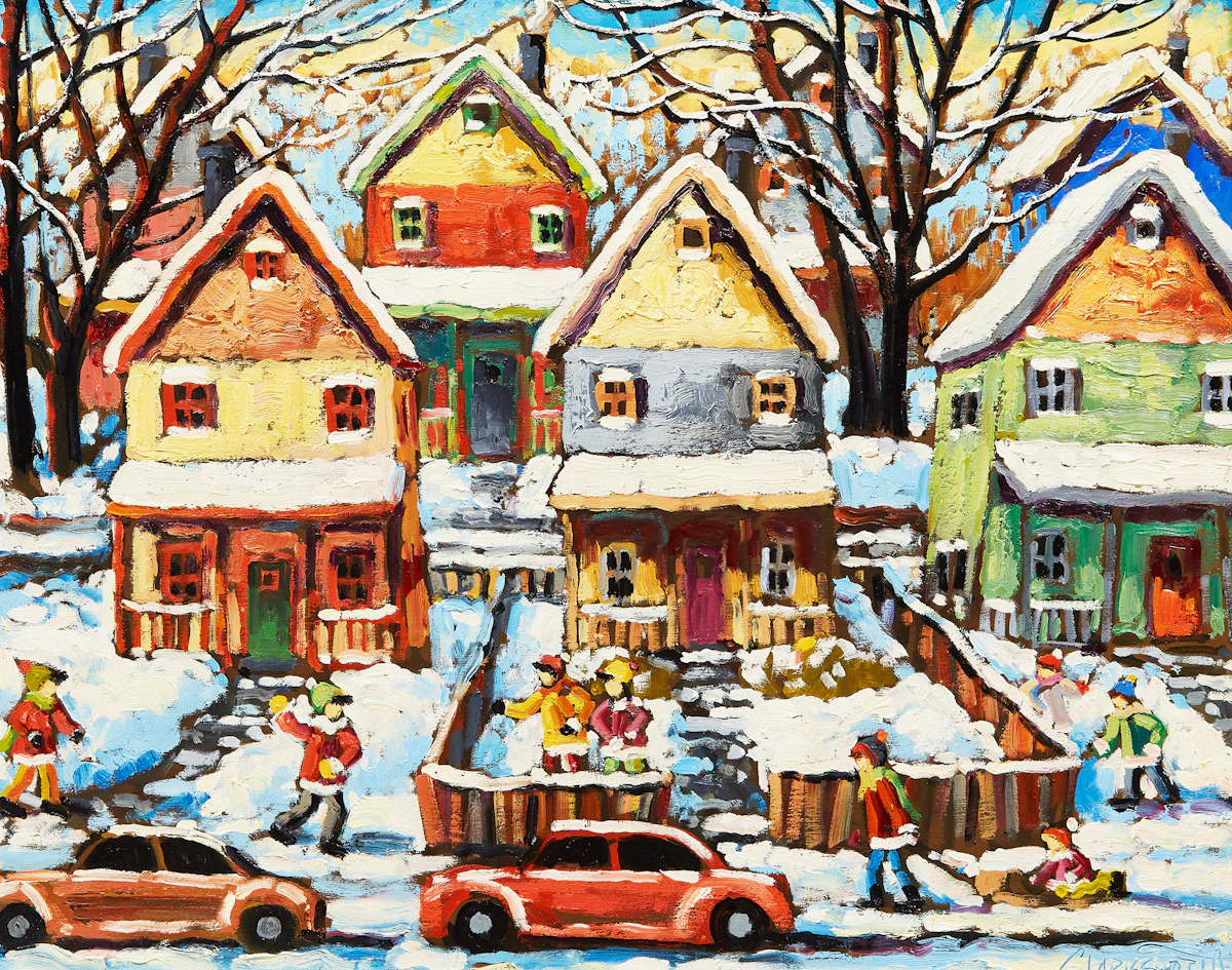 Rod Charlesworth, Snowballs, oil on board