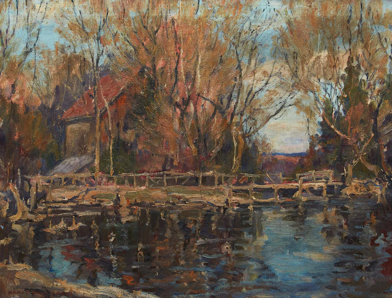 The Silent Pool - Old Mill on Severn by Manly Edward MacDonald