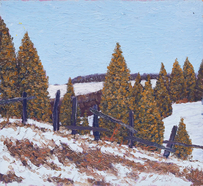 Cedars Along a Split Rail by Norman R. Brown