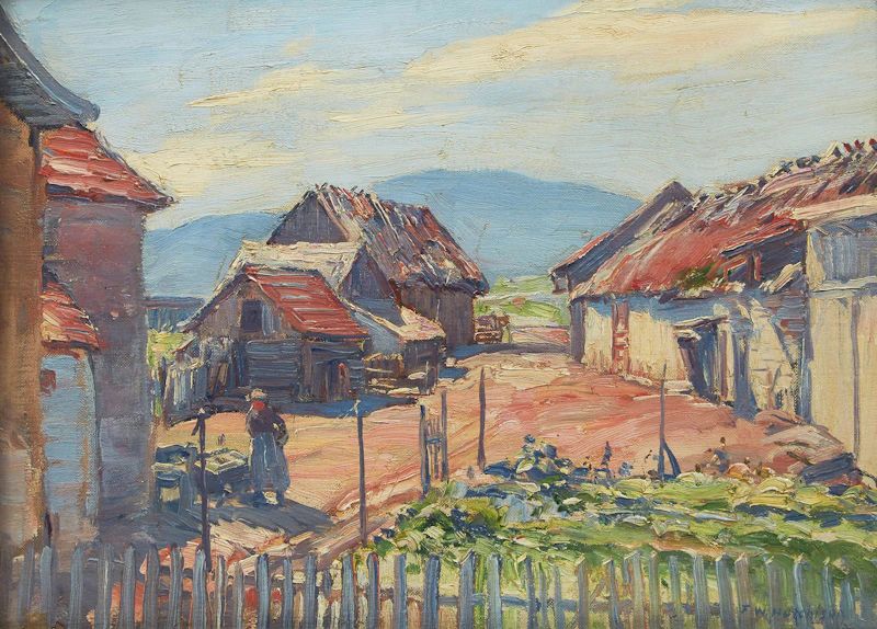 Barns, Baie St. Paul by Frederick William Hutchison