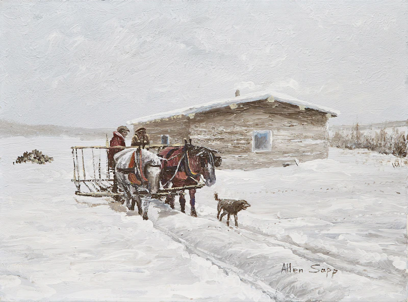 Allen Sapp, Going to Get Some Hay, oil on canvas