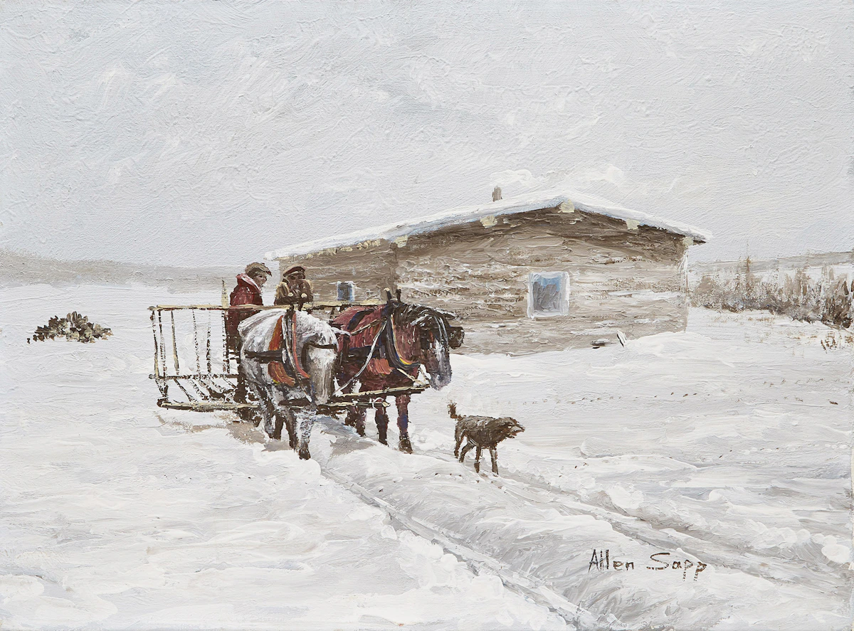 Allen Sapp, Going to Get Some Hay, oil on canvas, 1972