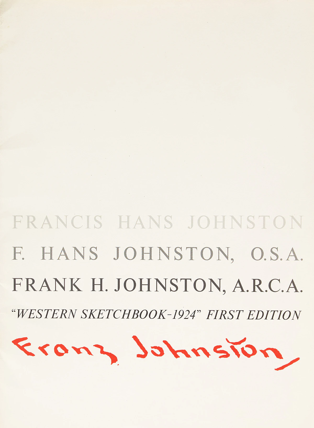 Frank Hans Johnston, Franz Johnston: Western Sketchbook - 1924, folio of eight prints, 1970