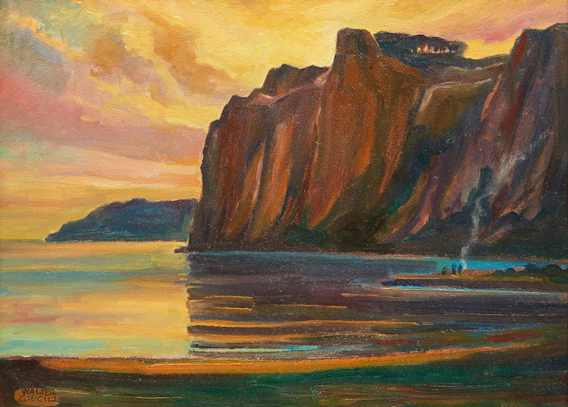 Walter Coucill, Landfill Park, Scarborough Bluffs , oil on board