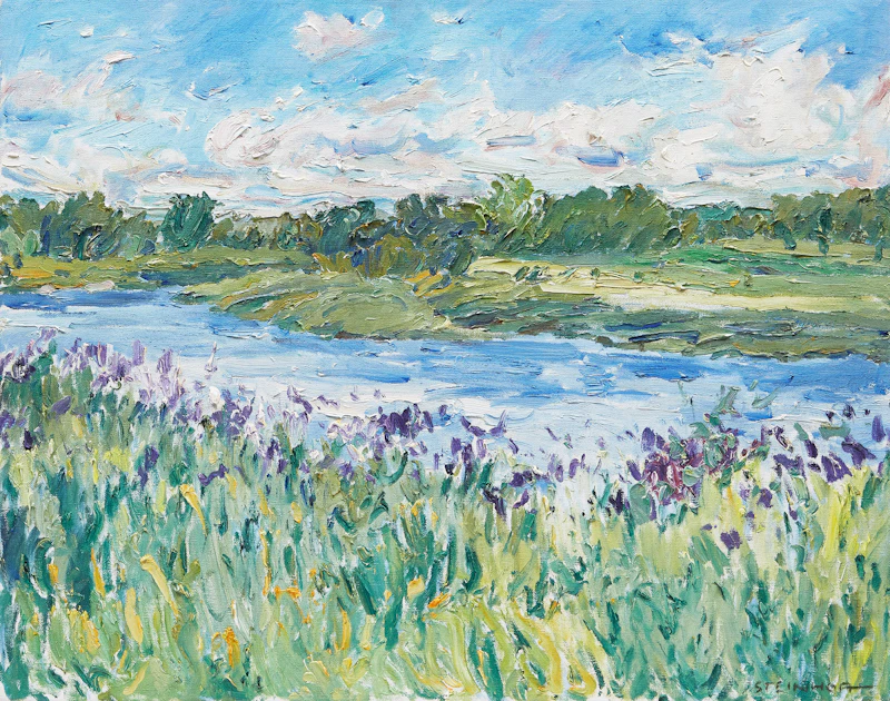 Bruce Steinhoff, Clouds and Flowers, Saugeen River, oil on canvas