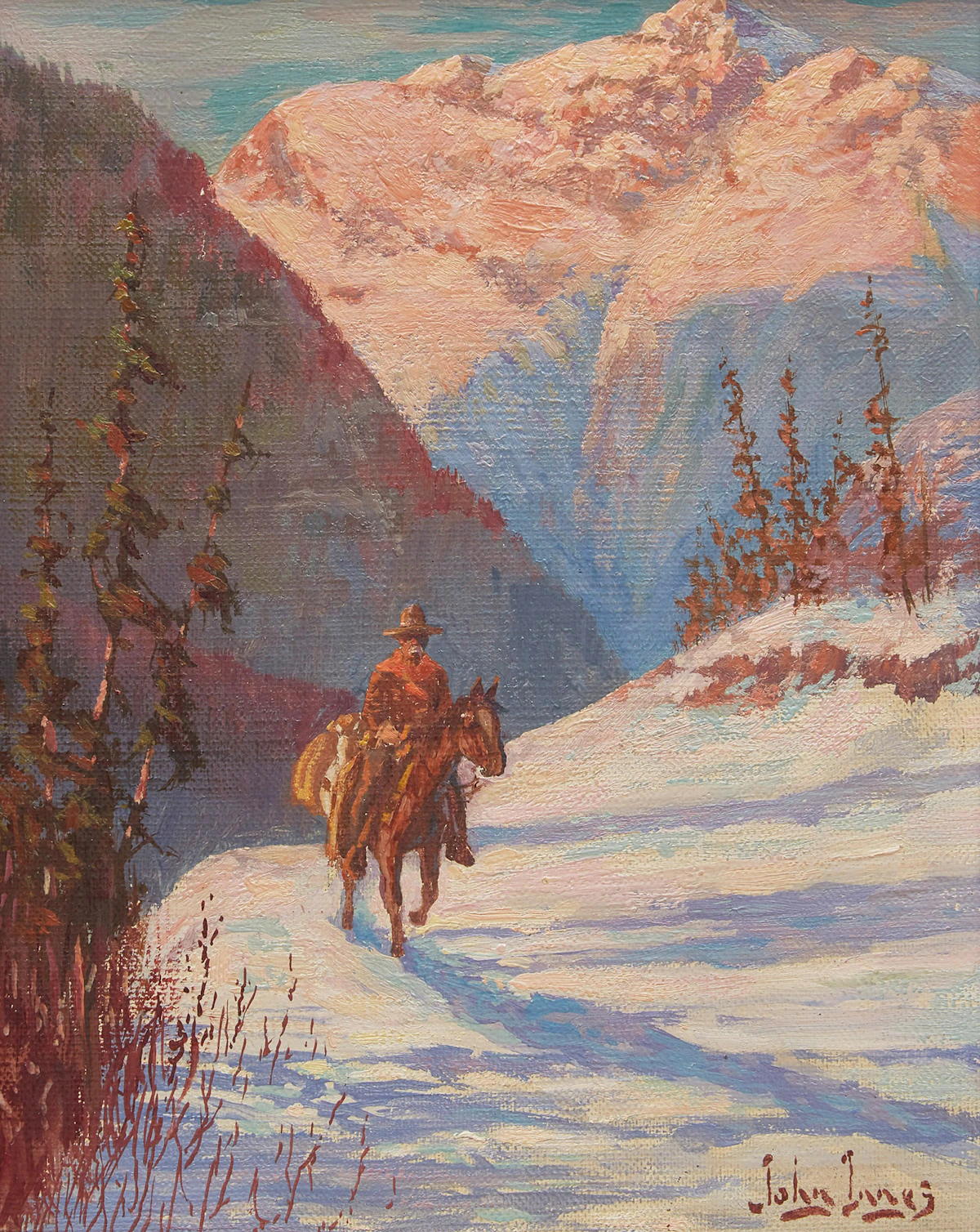John Innes, Rider through Snow, oil on canvas