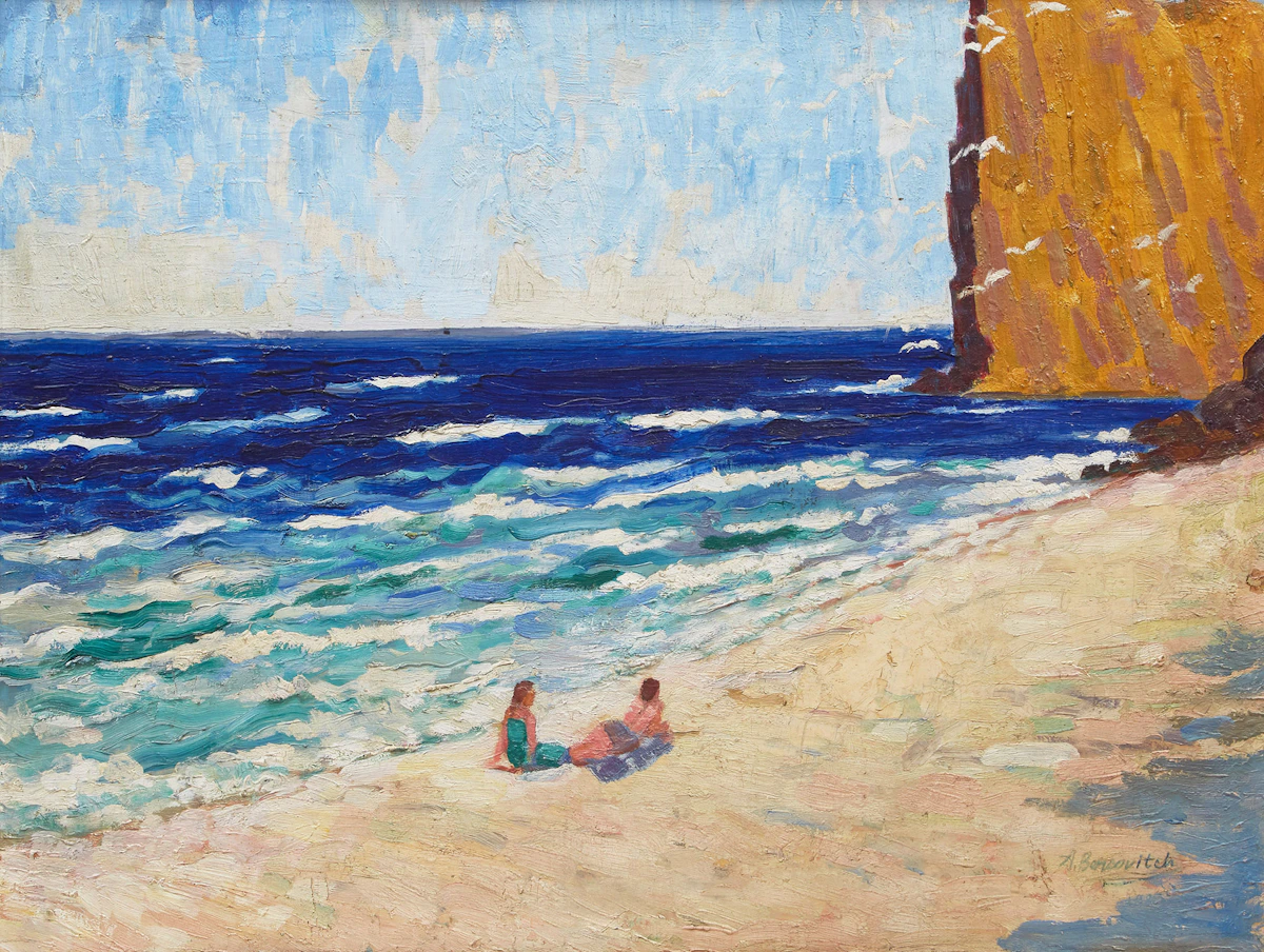 Alexandre Bercovitch, Beach at Percé, oil on canvas laid down on card board