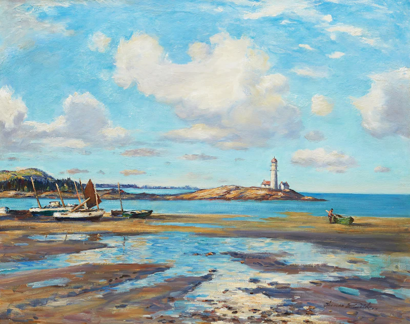 Thomas Hilton Garside, Metis Lighthouse, Leggett’s Point, oil on canvas