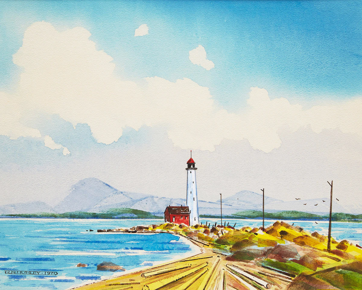Robert N. Hurley, Coastal Landscape, watercolour, 1970