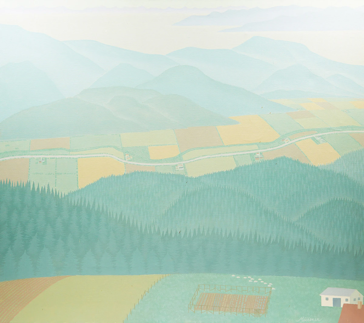 Robert  Michener, Gulf Island Vista , oil on canvas, 1981
