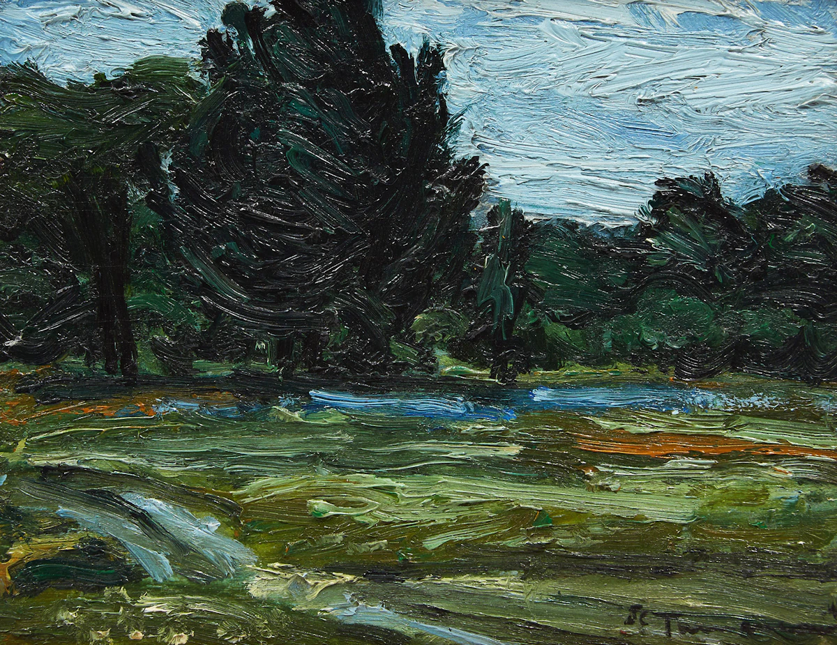Jacques Godefroy de Tonnancour, Paysage , oil on board, 1942
