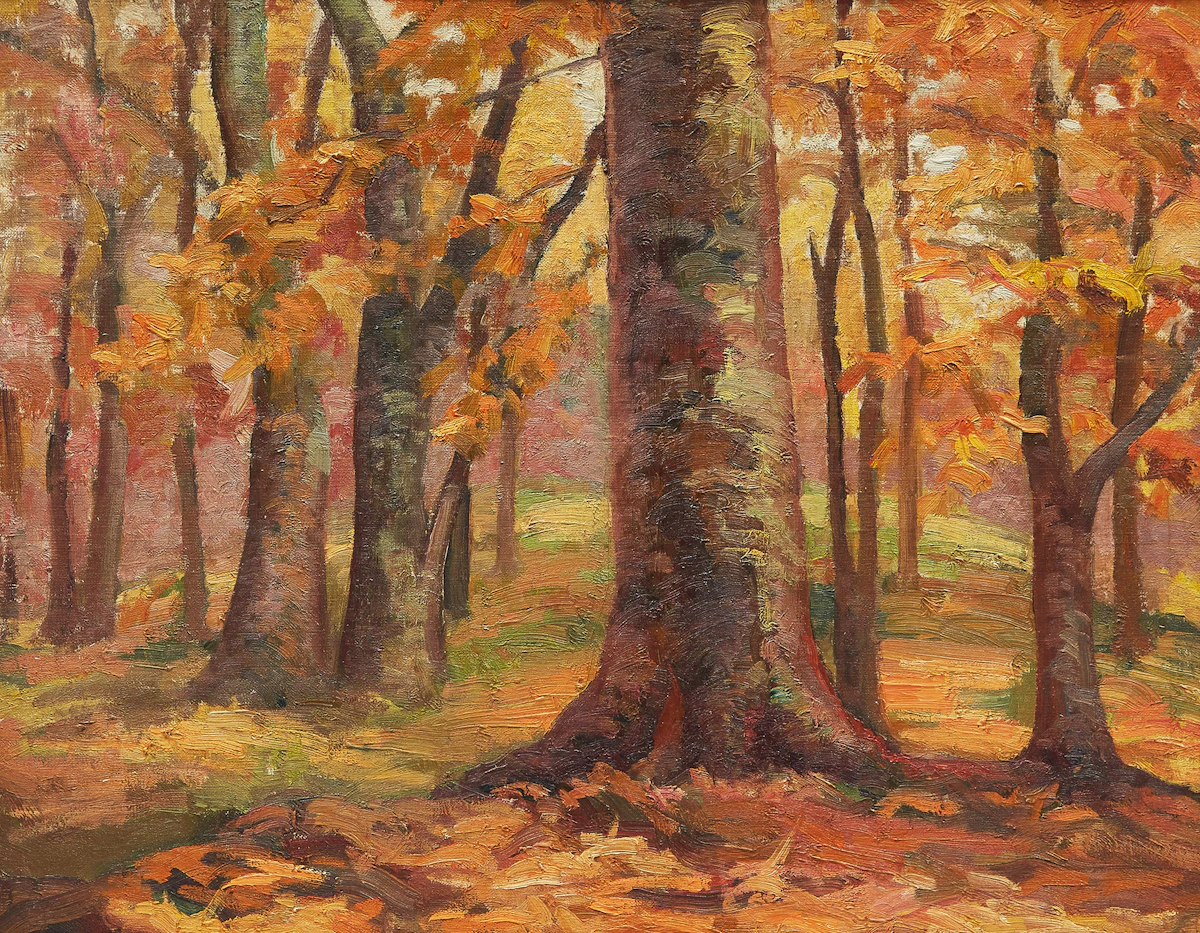 Aleen Elizabeth Aked, Autumn Woods, oil on canvas