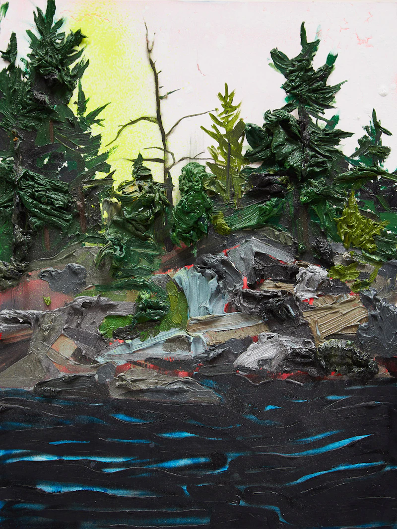 Kim Dorland, Untitled (Yellow Blast), oil on board