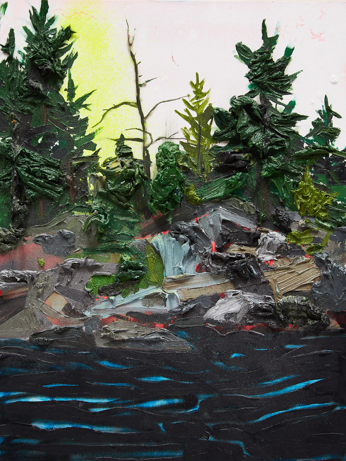 Kim Dorland, Untitled (Yellow Blast), oil on board, 2013