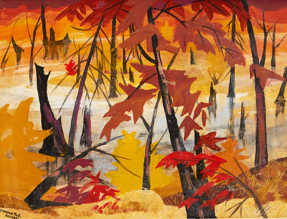 Yvonne McKague Housser, Sunset in the Swamp, oil on masonite