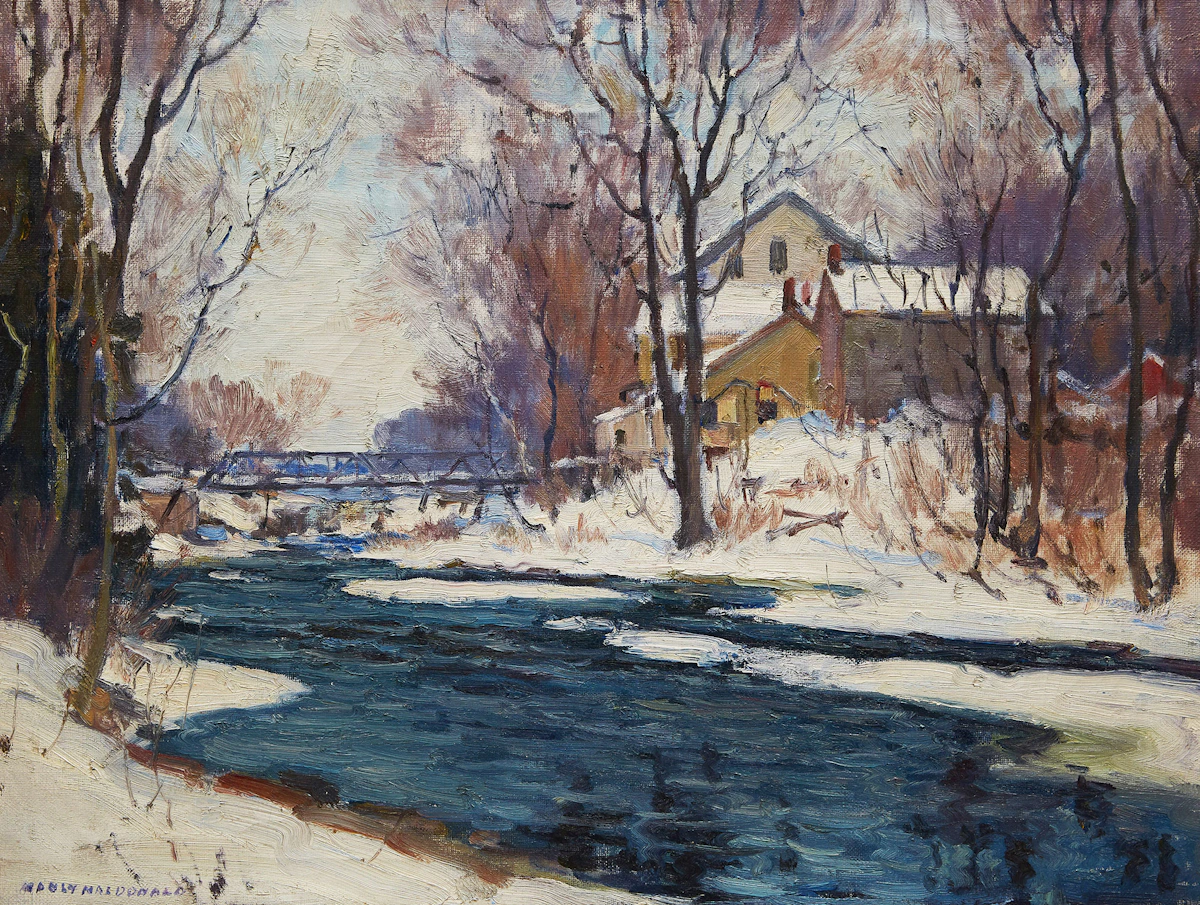Manly Edward MacDonald, Winter Landscape with Mill, oil on canvas