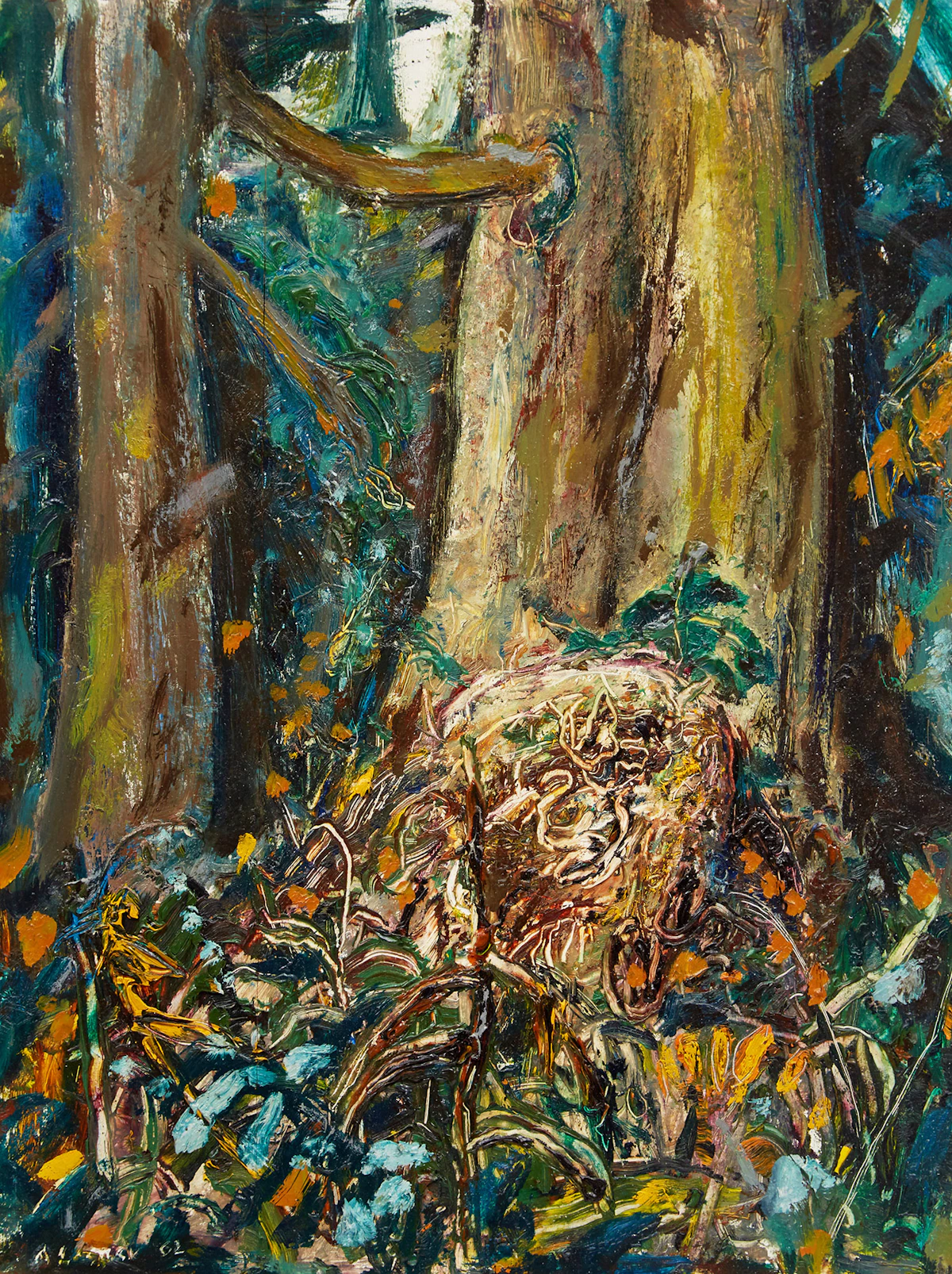 Arthur Lismer, Tree in the Forest, BC, oil on board, 1962