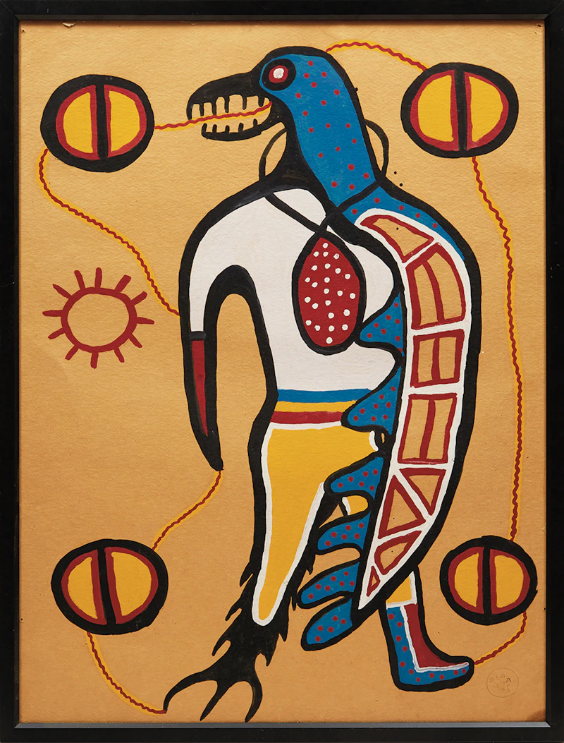 Norval Morrisseau, Shaman-Thunderbird Transformation, acrylic on kraft card, circa 1964 - view 2