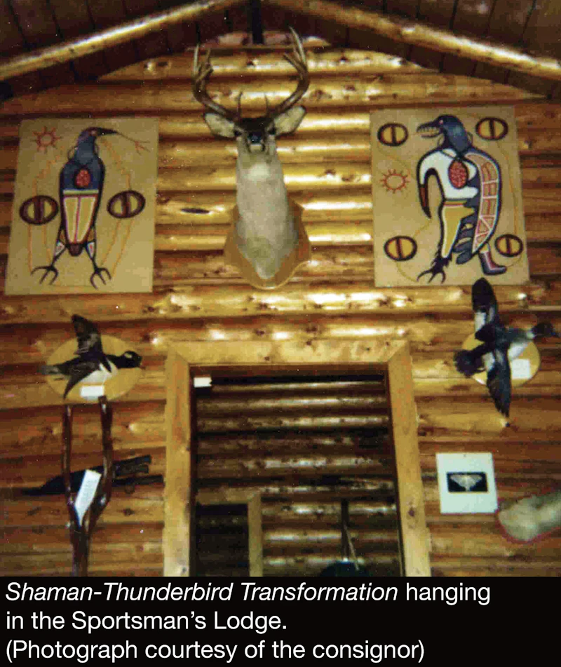 Norval Morrisseau, Shaman-Thunderbird Transformation, acrylic on kraft card, circa 1964 - view 3